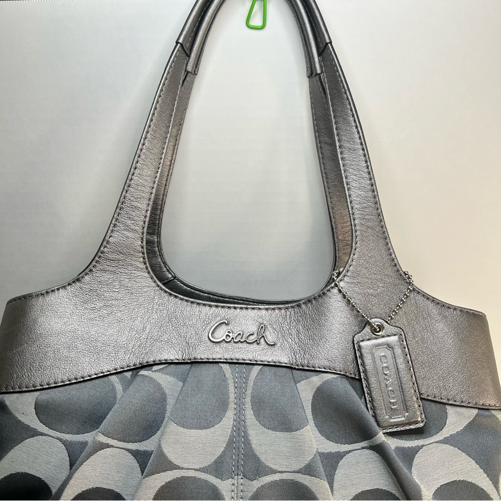 Coach Gray and Silver Signature Hobo Shoulder Bag - Picture 12 of 16